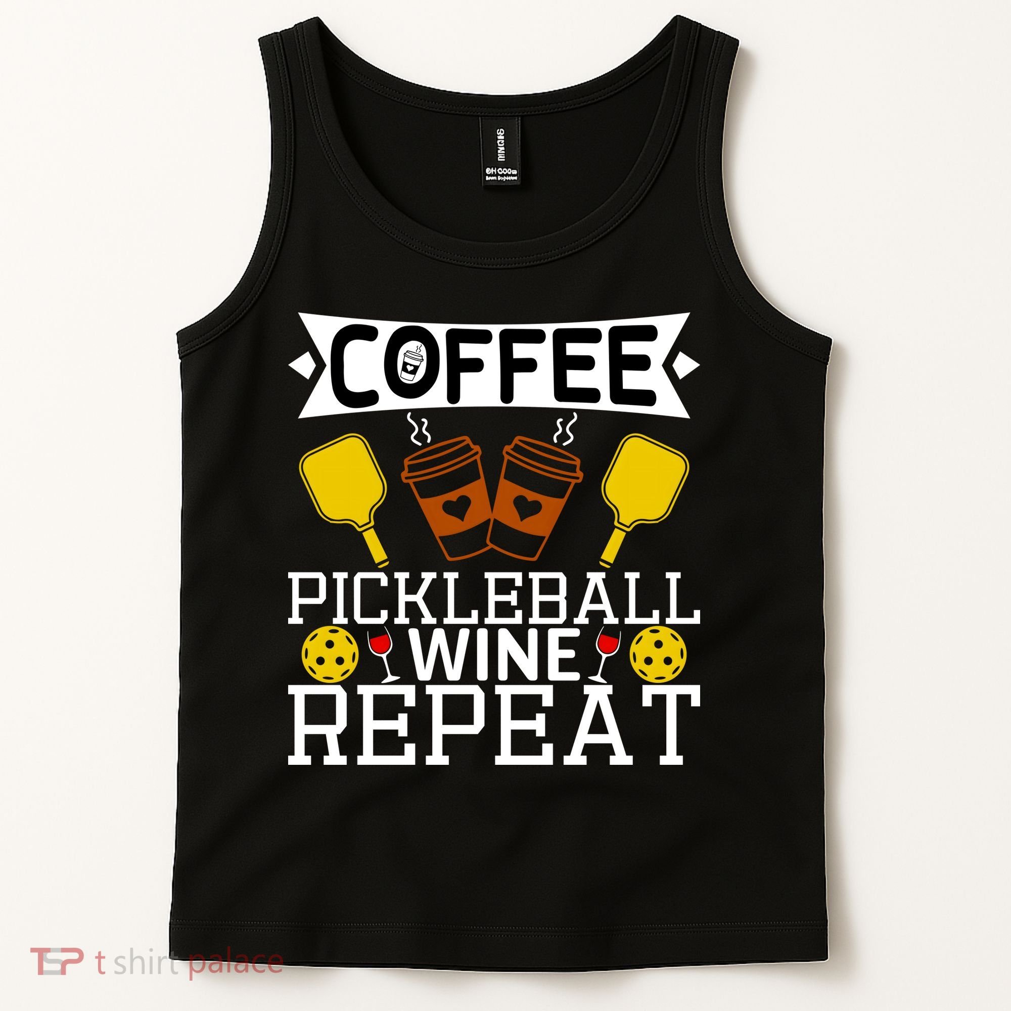 Coffee Pickleball Wine Repeat Tank Top