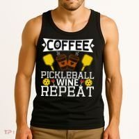 Coffee Pickleball Wine Repeat Tank Top thumb 3