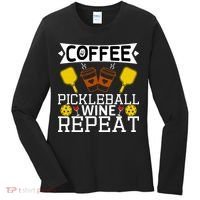 Coffee Pickleball Wine Repeat Women's Long Sleeve Shirt thumb 0