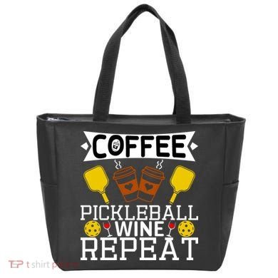 Coffee Pickleball Wine Repeat Tote Bag