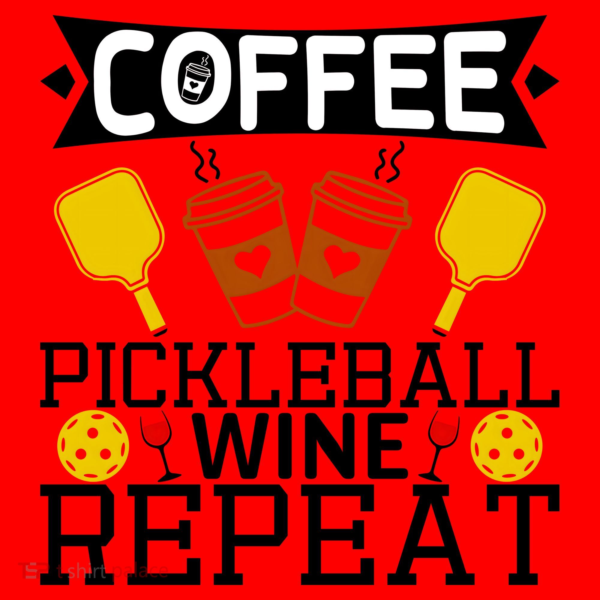 Coffee Pickleball Wine Repeat Santa Hat