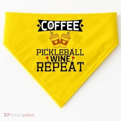 Coffee Pickleball Wine Repeat USA-Made Doggie Bandana