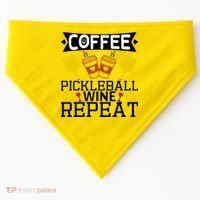 Coffee Pickleball Wine Repeat USA-Made Doggie Bandana thumb 0