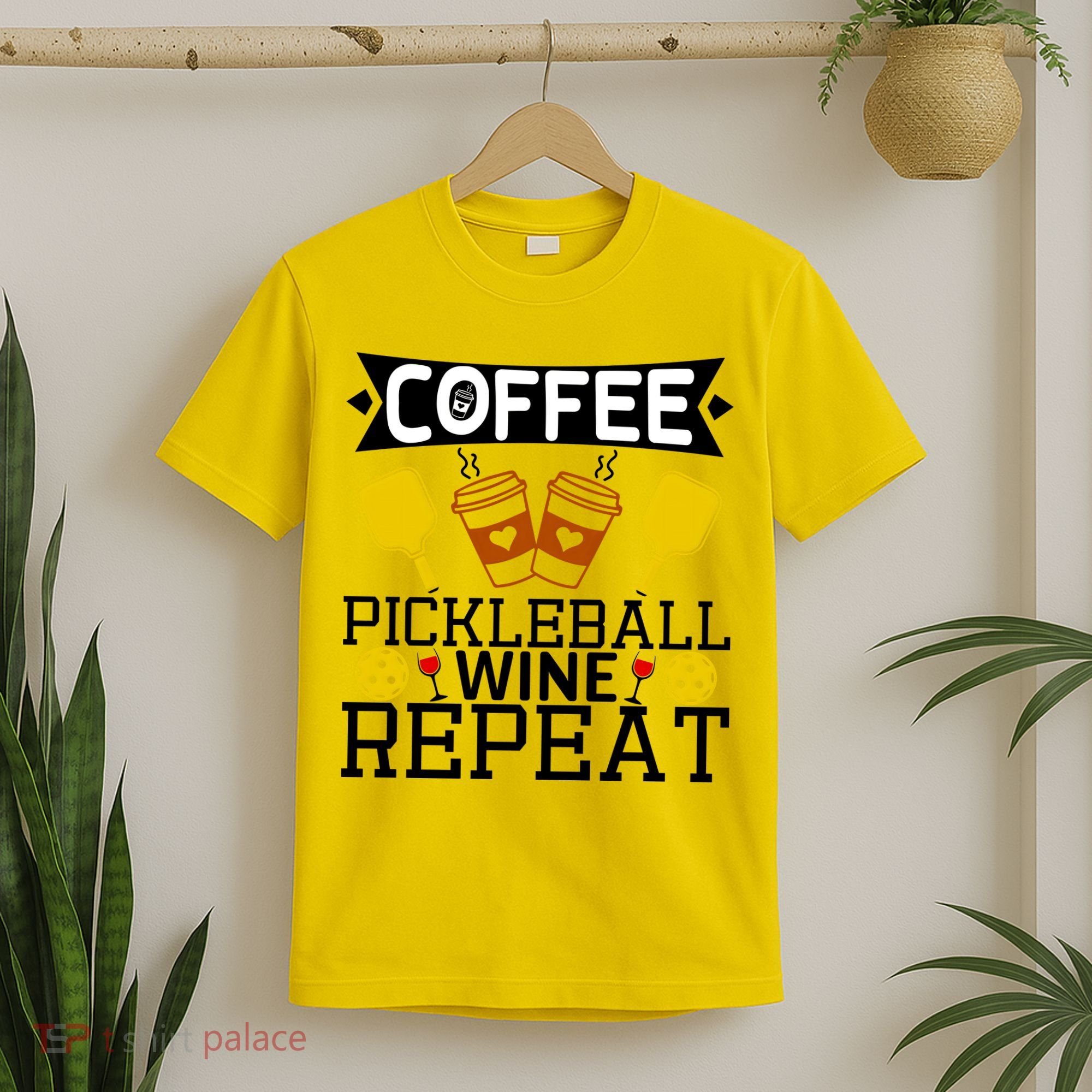 Coffee Pickleball Wine Repeat T-Shirt