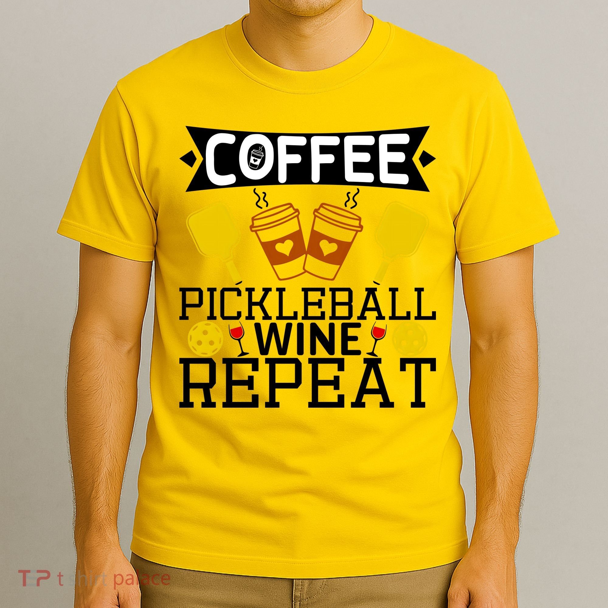 Coffee Pickleball Wine Repeat T-Shirt