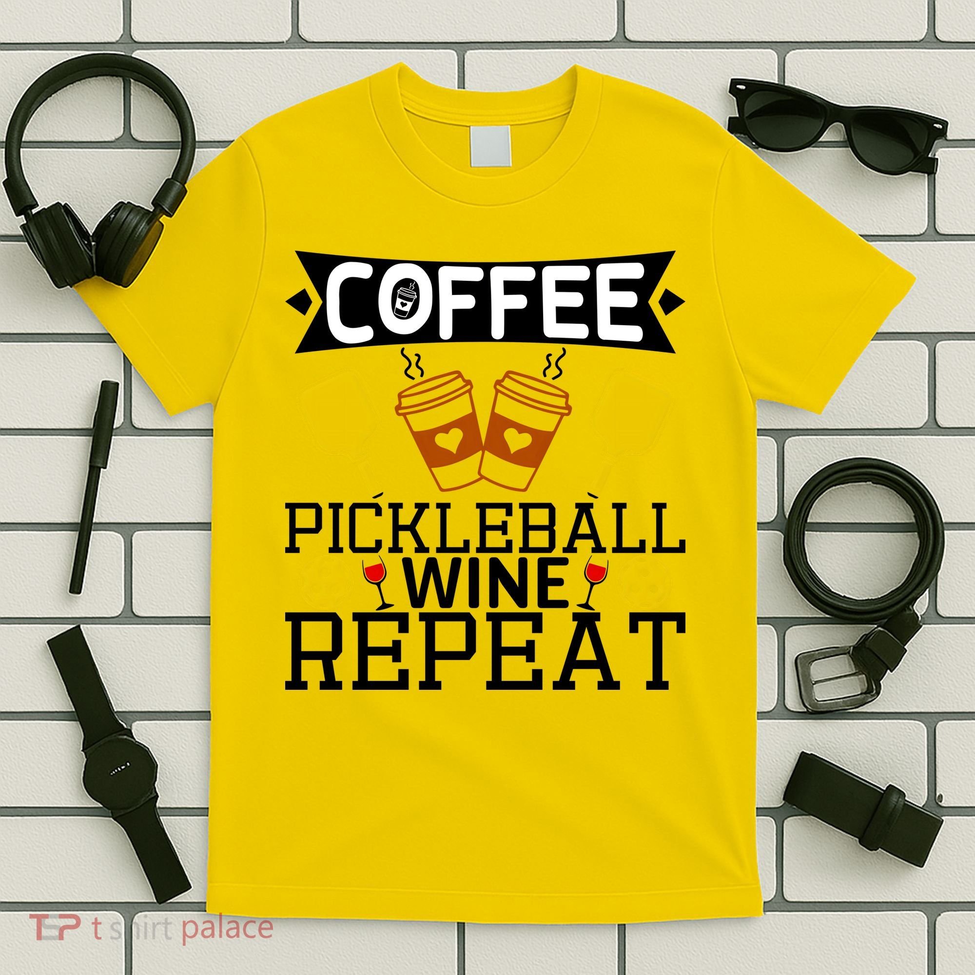 Coffee Pickleball Wine Repeat T-Shirt