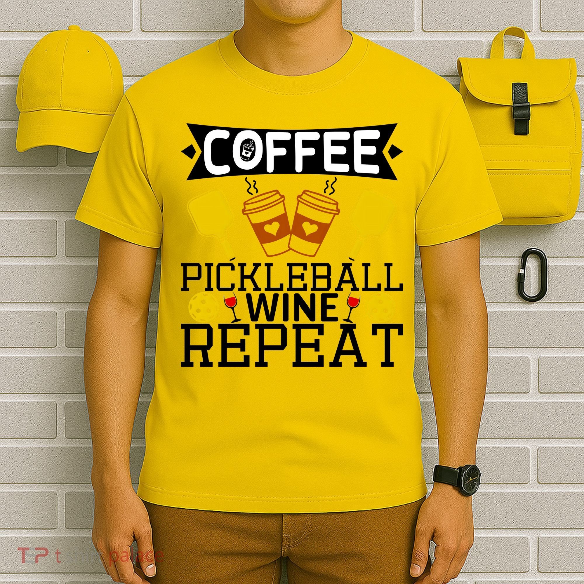 Coffee Pickleball Wine Repeat T-Shirt
