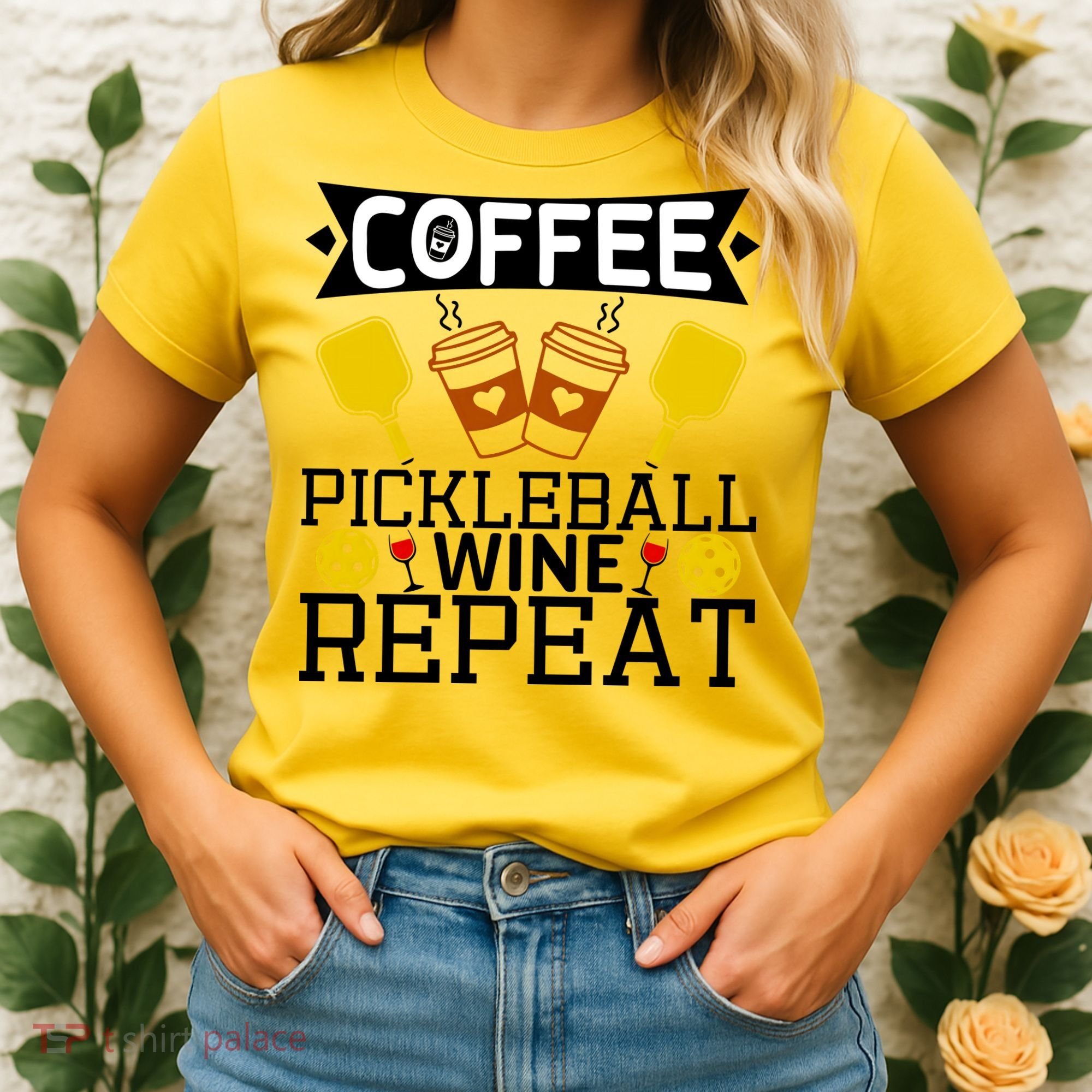 Coffee Pickleball Wine Repeat Women's T-Shirt