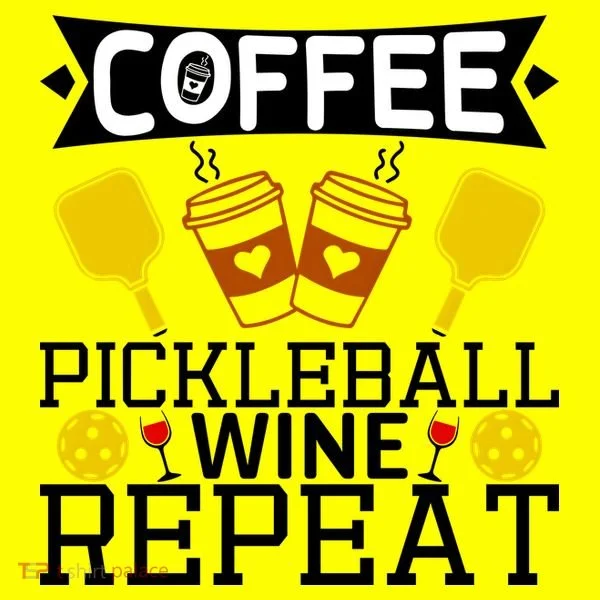Coffee Pickleball Wine Repeat Kids T-Shirt