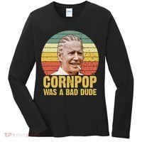 Corn Pop Was A Bad Dude Biden Funny Women's Long Sleeve Shirt thumb 0