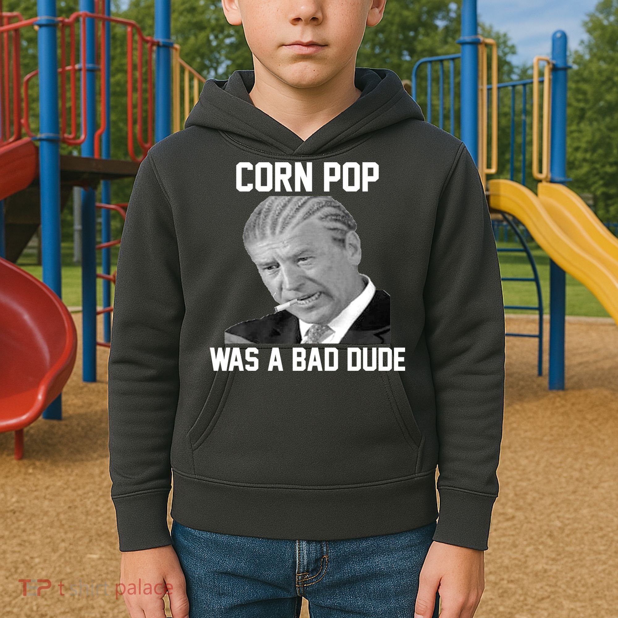 Corn Pop Was A Bad Dude Joe Biden Parody Kids Hoodie