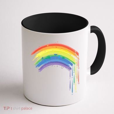 Cute Painted Watercolor Rainbow And Hearts Coffee Mug back