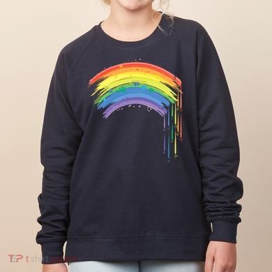Cute Painted Watercolor Rainbow And Hearts Women's Sweatshirt