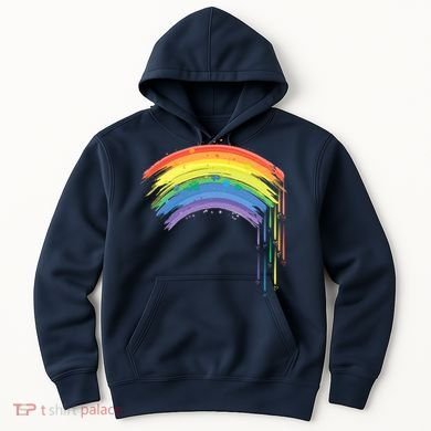 Cute Painted Watercolor Rainbow And Hearts Hoodie