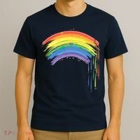 Cute Painted Watercolor Rainbow And Hearts T-Shirt thumb 3
