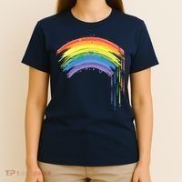 Cute Painted Watercolor Rainbow And Hearts T-Shirt thumb 4