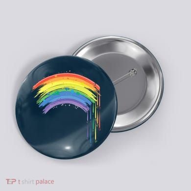 Cute Painted Watercolor Rainbow And Hearts Button