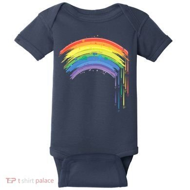 Cute Painted Watercolor Rainbow And Hearts Baby Bodysuit
