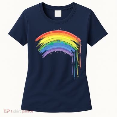 Cute Painted Watercolor Rainbow And Hearts Women's T-Shirt