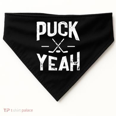 Cool Puck Yeah Design For Ice Hockey Player Gift USA-Made Doggie Bandana