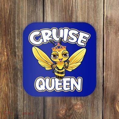 Cruise Queen Cruise Ship Cute Bee Design Beach Vacation Gift Coaster