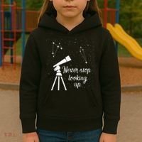 Constellation Quote Never Stop Looking Up Astronomer Kids Hoodie thumb 3