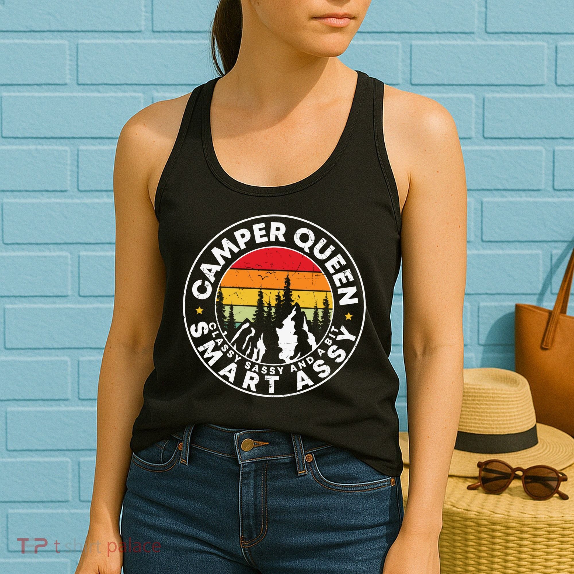 Camper Queen Smart Assy , Classy Sassy And A Bit Logo Camping Women's Tank Top