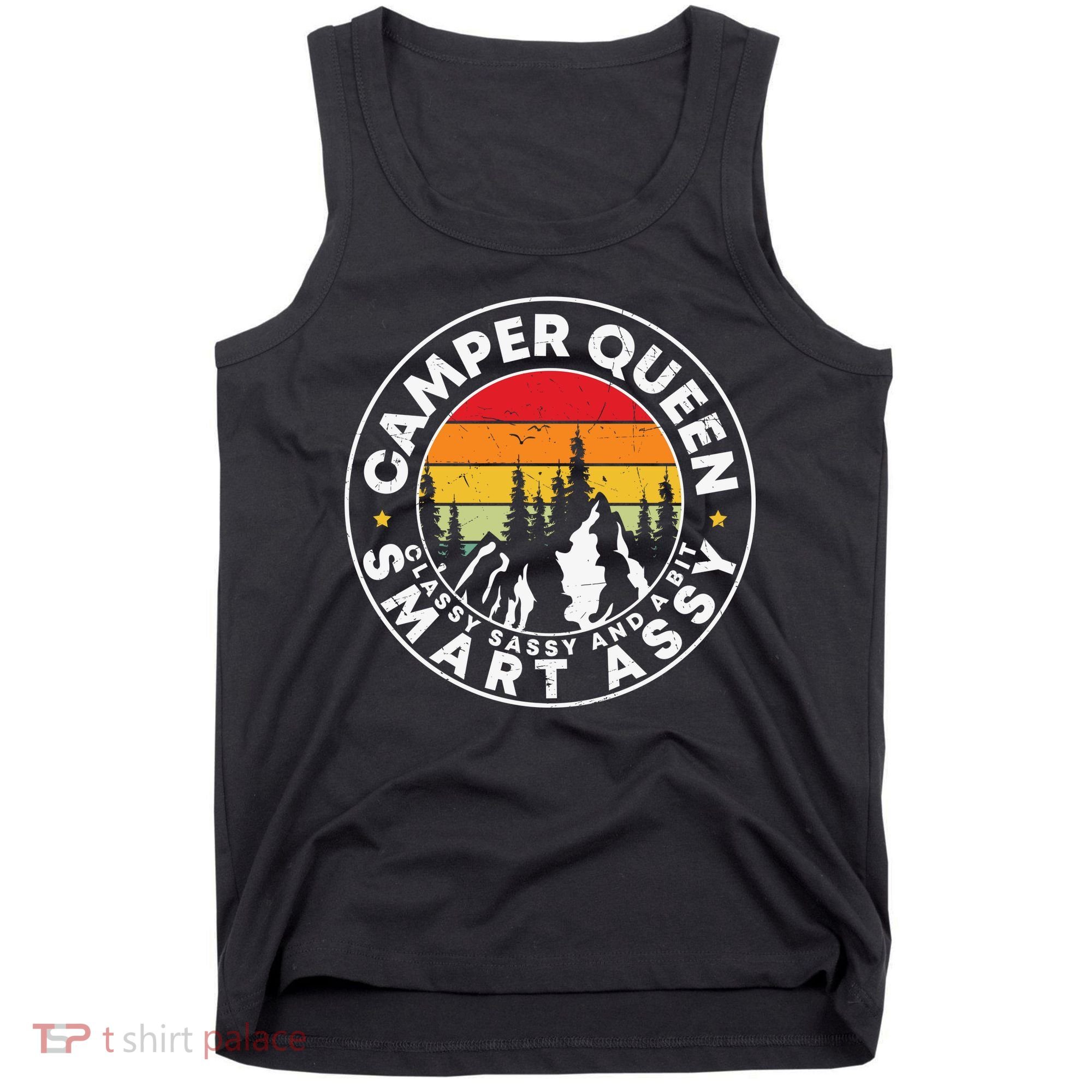 Camper Queen Smart Assy , Classy Sassy And A Bit Logo Camping Tank Top