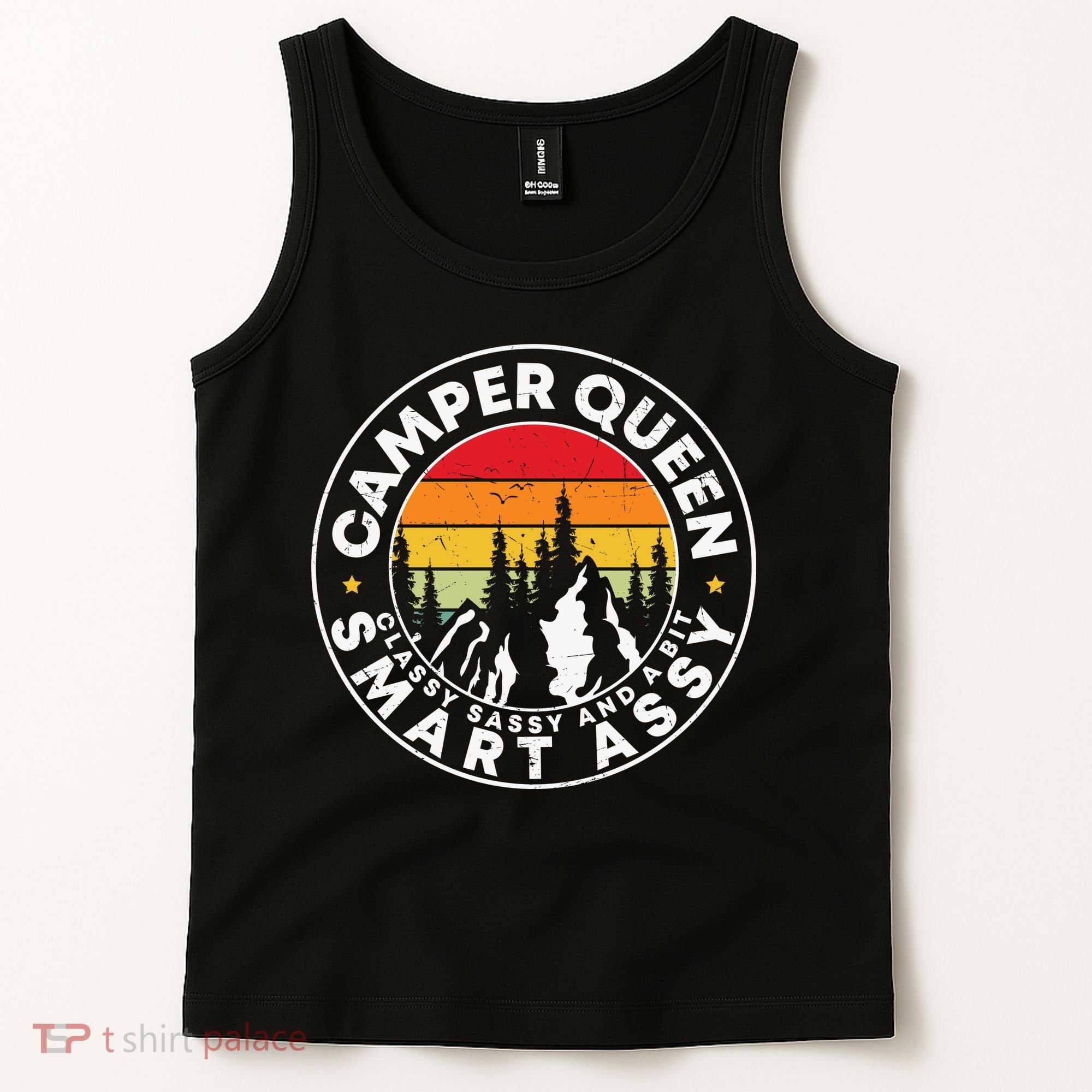 Camper Queen Smart Assy , Classy Sassy And A Bit Logo Camping Tank Top