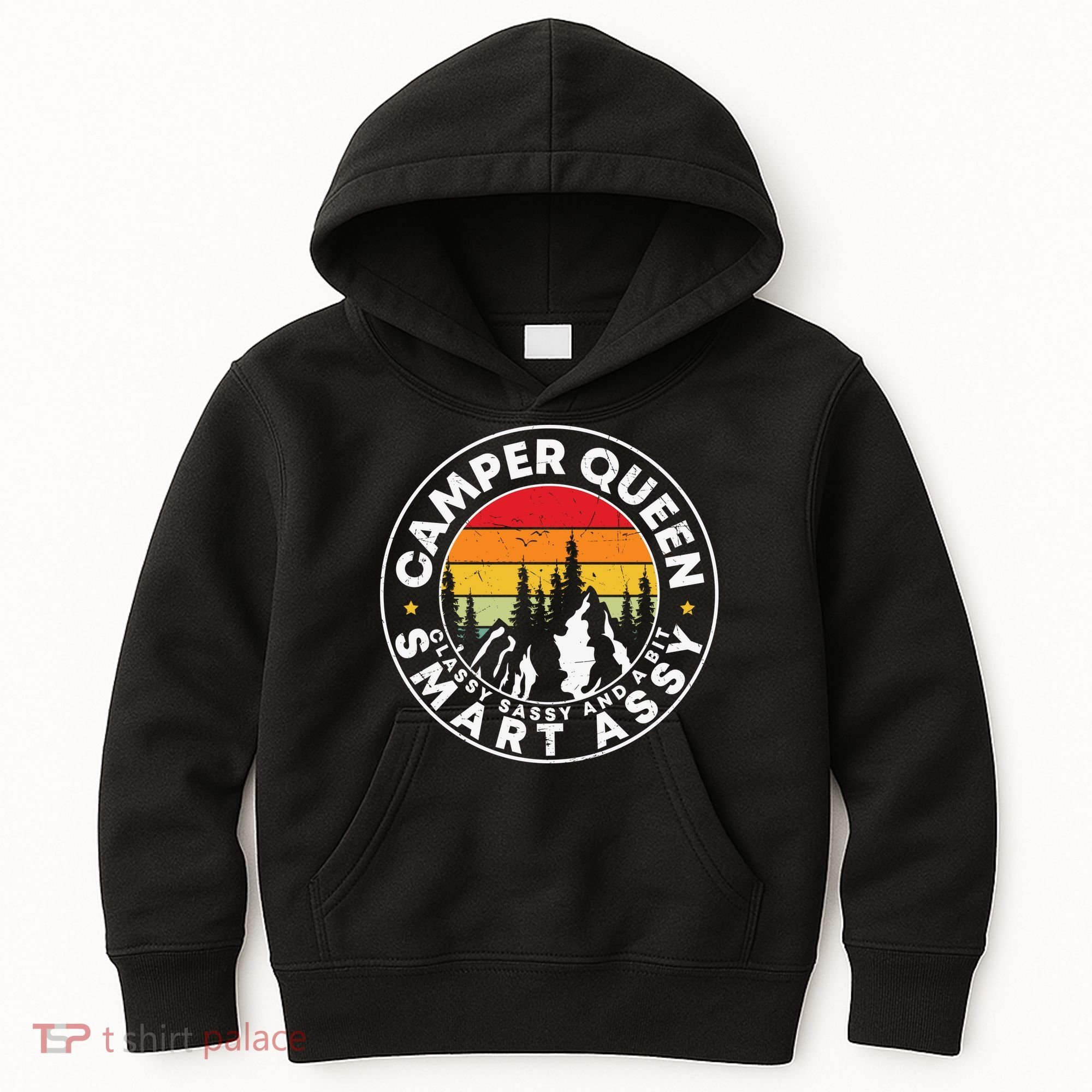 Camper Queen Smart Assy , Classy Sassy And A Bit Logo Camping Kids Hoodie