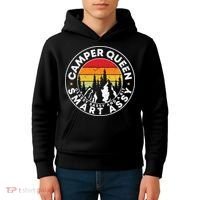 Camper Queen Smart Assy , Classy Sassy And A Bit Logo Camping Kids Hoodie thumb 4