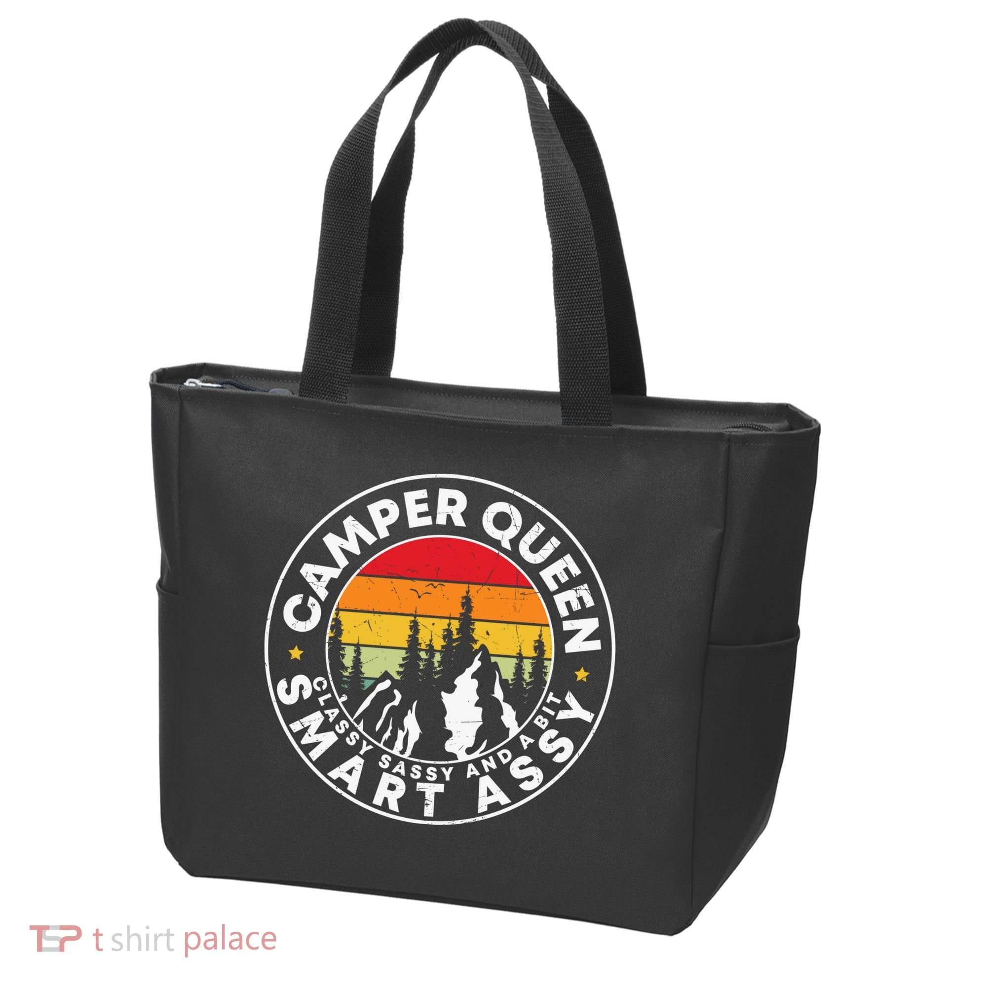 Camper Queen Smart Assy , Classy Sassy And A Bit Logo Camping Tote Bag