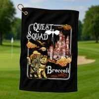 Cat Quest Squad Broccoli Golf Towel thumb 1