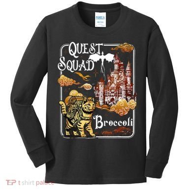 Cat Quest Squad Broccoli Kids Long Sleeve Shirt
