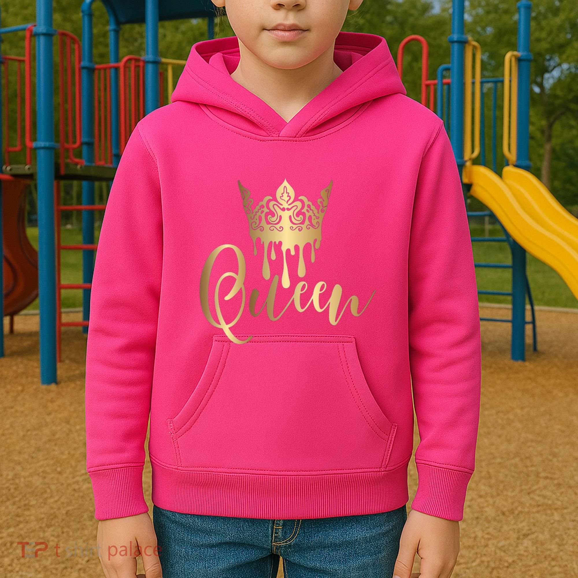 Cool Queen With Crown Kids Hoodie