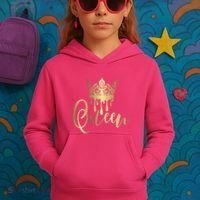 Cool Queen With Crown Kids Hoodie thumb 3