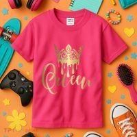 Cool Queen With Crown Kids T-Shirt thumb 3