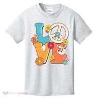 Cute Retro 1960s Flower Power Love Peace Kids T-Shirt thumb 0