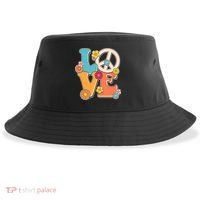Cute Retro 1960s Flower Power Love Peace Sustainable Bucket Hat thumb 0