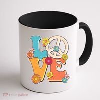 Cute Retro 1960s Flower Power Love Peace Coffee Mug thumb 1