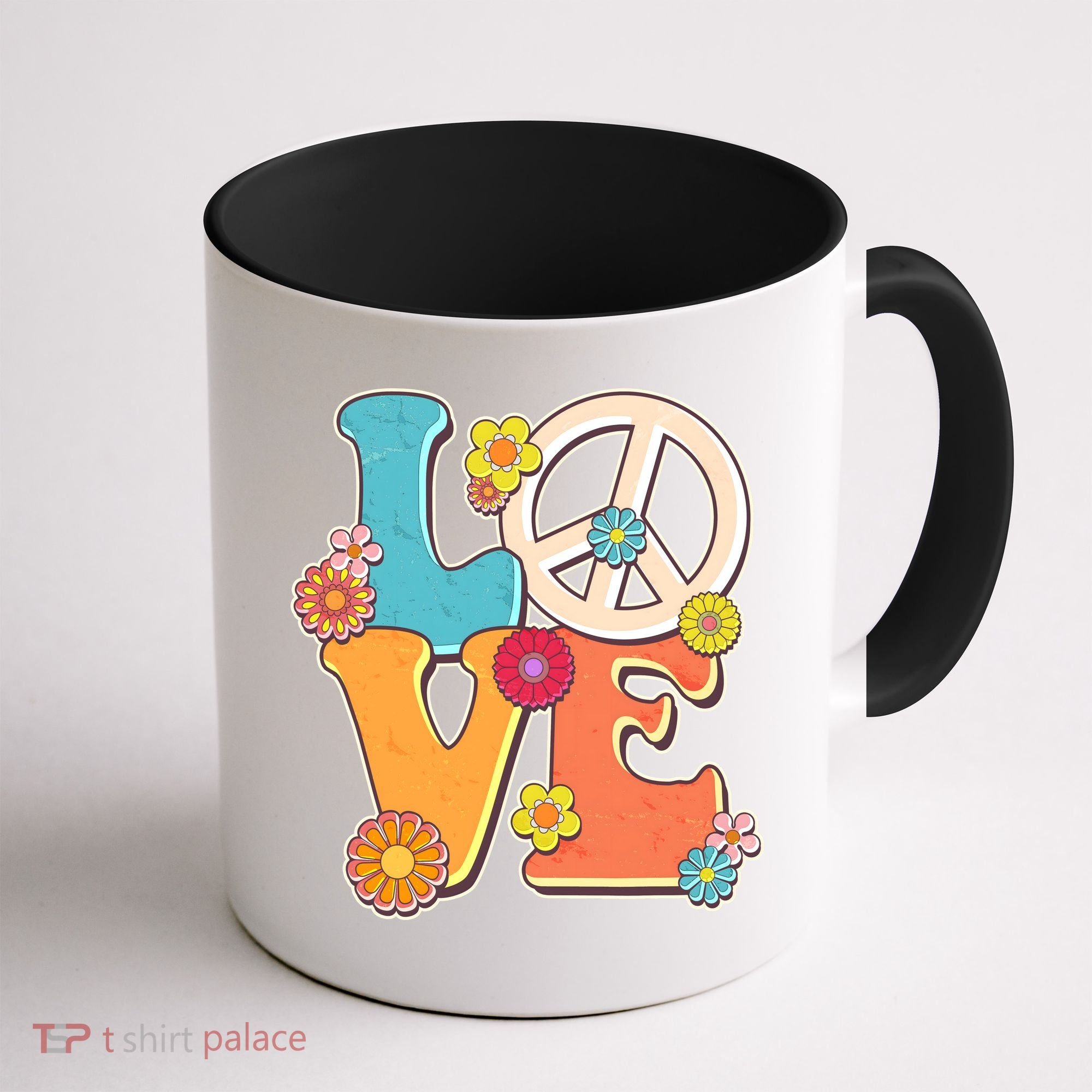Cute Retro 1960s Flower Power Love Peace Coffee Mug