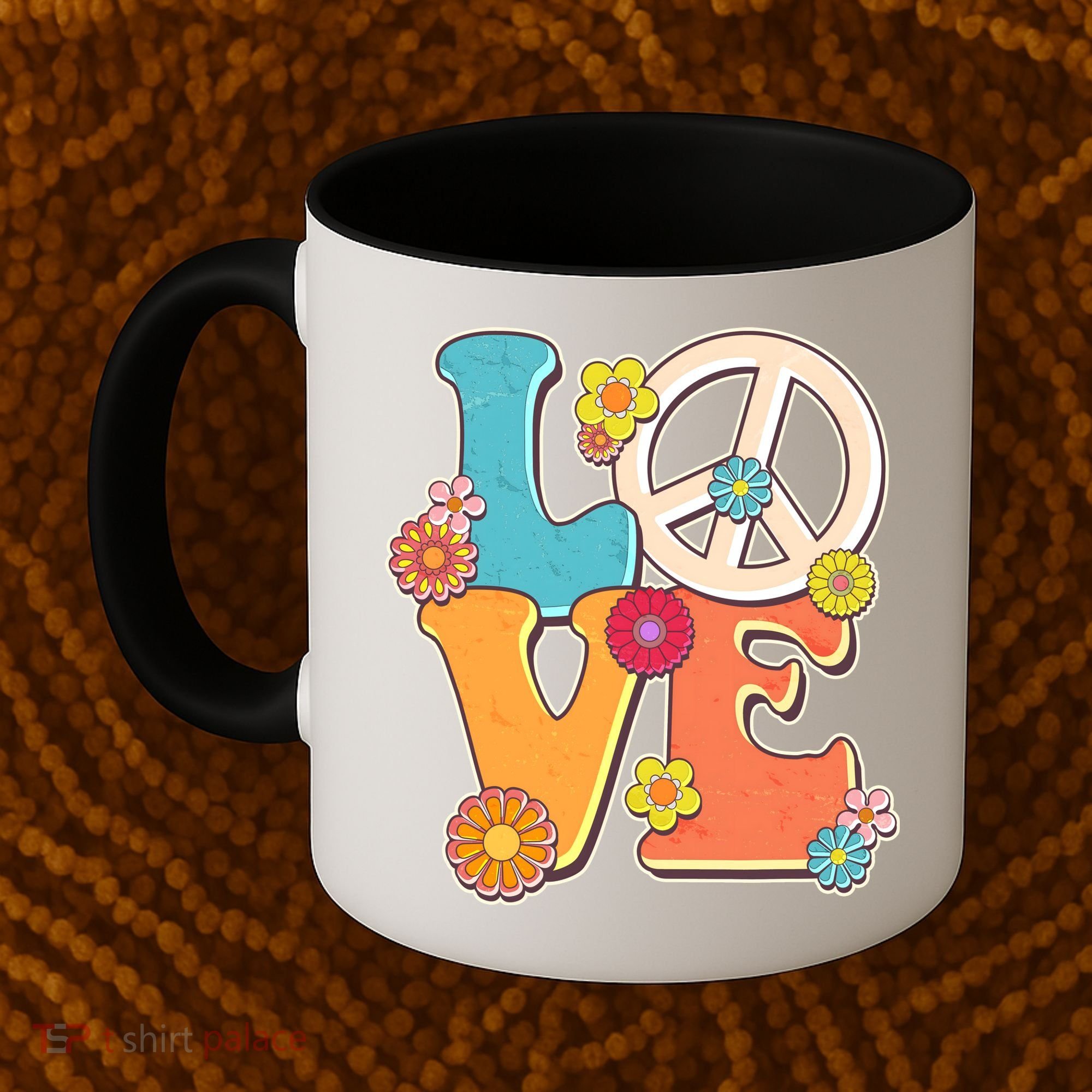 Cute Retro 1960s Flower Power Love Peace Coffee Mug