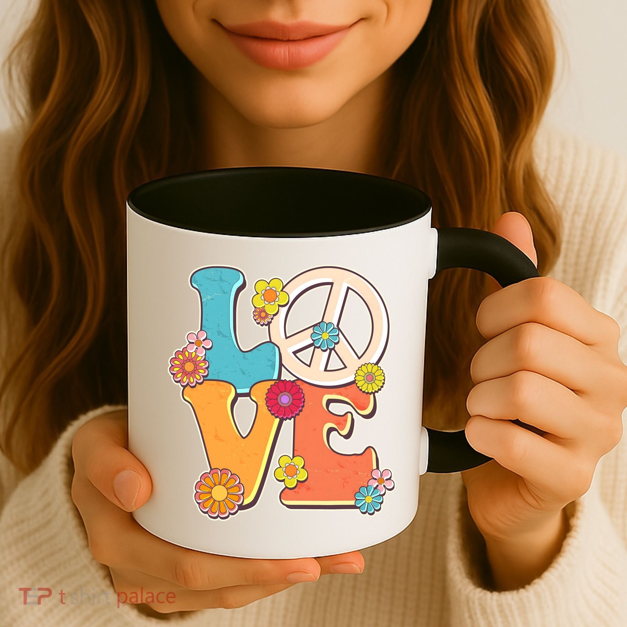 Cute Retro 1960s Flower Power Love Peace Coffee Mug