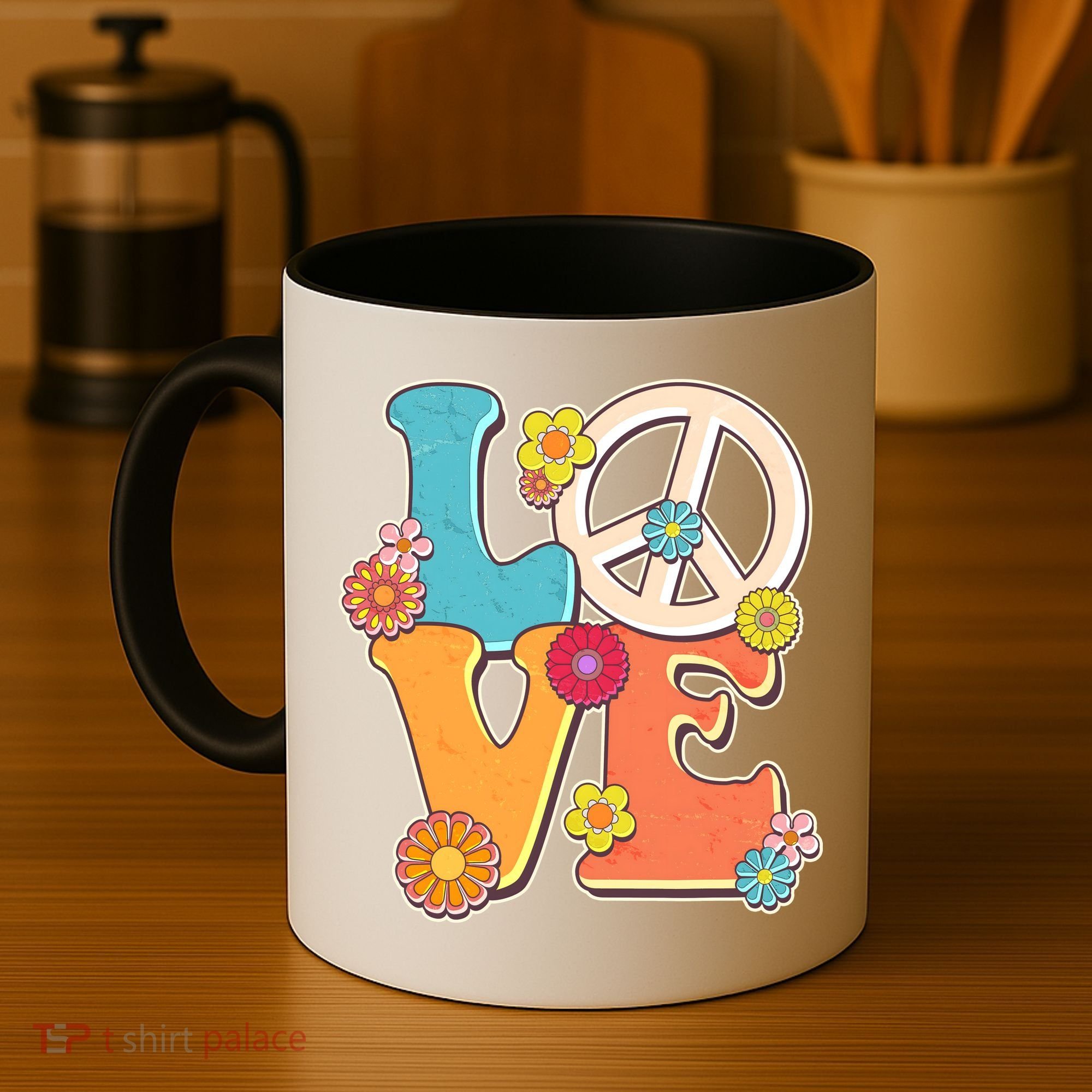 Cute Retro 1960s Flower Power Love Peace Coffee Mug