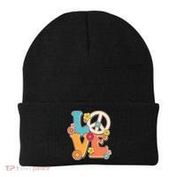 Cute Retro 1960s Flower Power Love Peace Beanie thumb 0