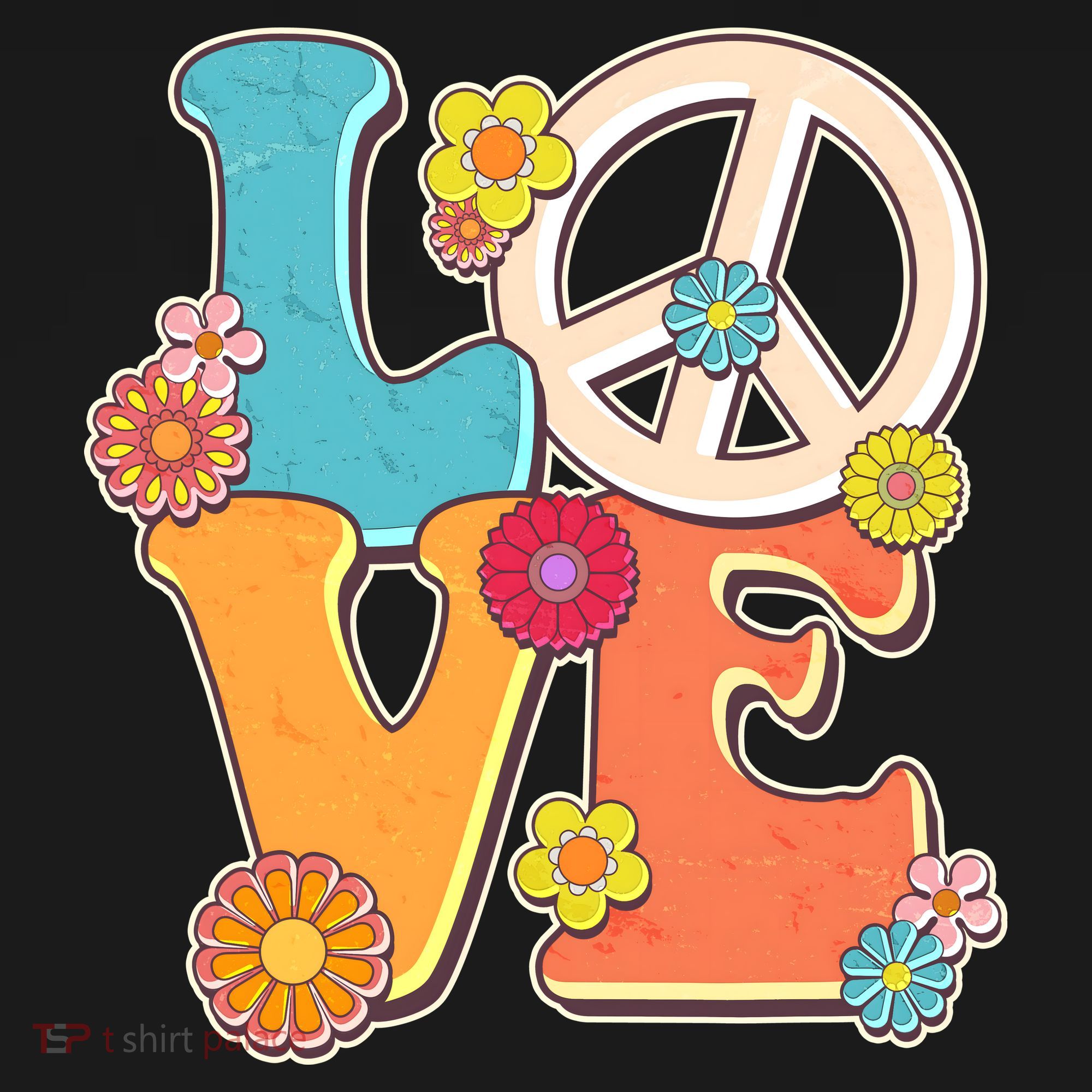 Cute Retro 1960s Flower Power Love Peace Women's Hoodie