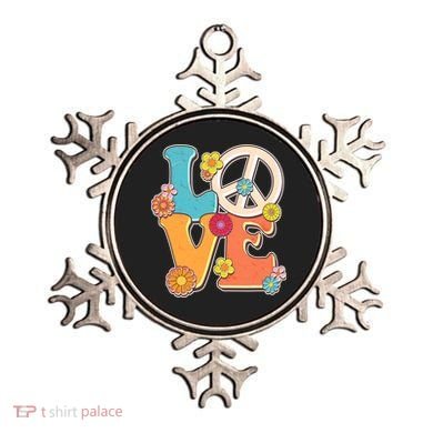 Cute Retro 1960s Flower Power Love Peace Ornament