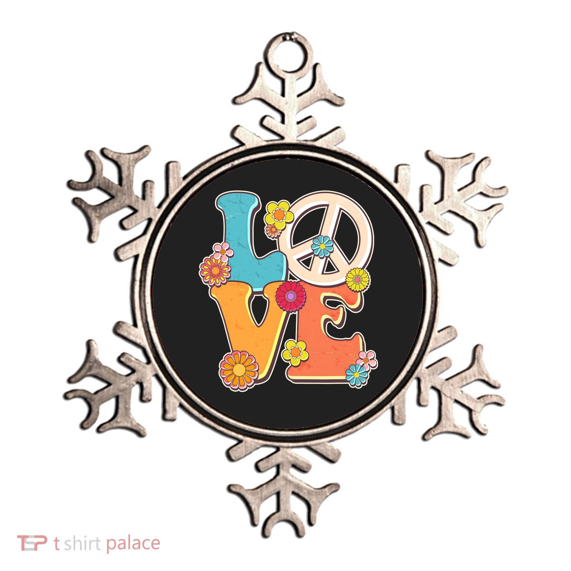 Cute Retro 1960s Flower Power Love Peace Ornament