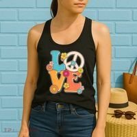 Cute Retro 1960s Flower Power Love Peace Women's Tank Top thumb 2