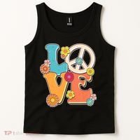 Cute Retro 1960s Flower Power Love Peace Tank Top thumb 2